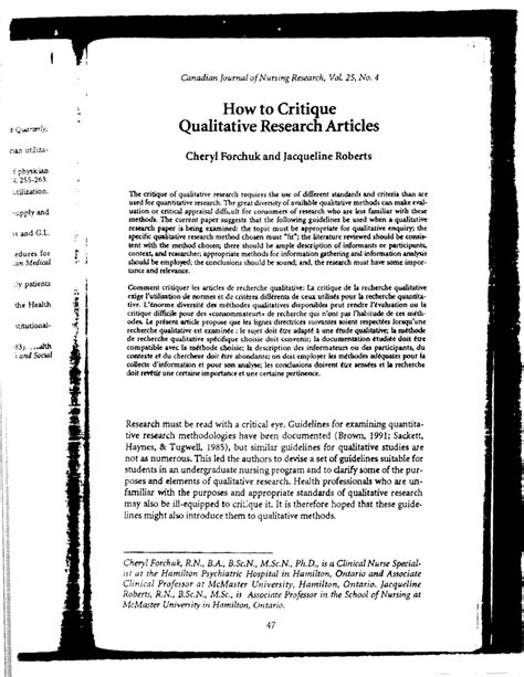 critique qualitative research articles
