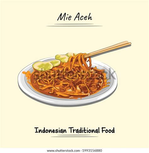 Mie Aceh Illustration Sketch Vector Style Stock Vector Royalty Free