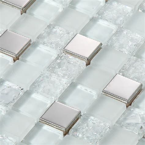 2014 New Silver Crackle White Glass Tile Backsplash Kitchen Stainless