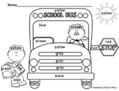 color word recognition  bus coloring sheets  josies place
