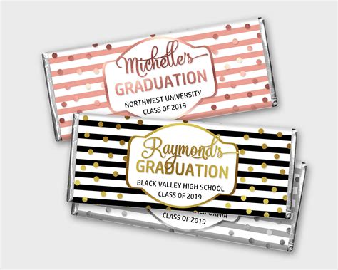 printable graduation candy bar wrappers customized chocolate etsy