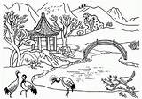 Chine Paysage Chinois Landscape Paisajes Colorier sketch template