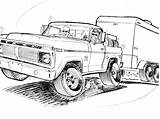 Truck Ford Coloring Pages Old Drawing Drawings Sketch Trucks F100 Pickup Pick 1953 F350 Colouring Printable Vintage Custom 1973 Paintingvalley sketch template