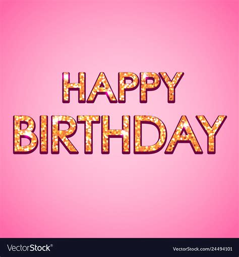 happy birthday glitter text  pink background vector image