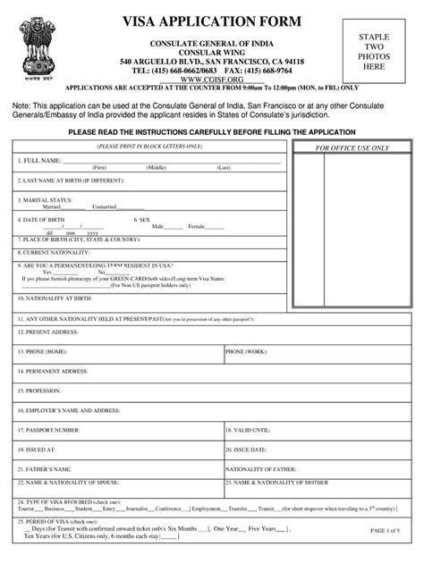 Indian Visa Application Form Pdf Download Fill Out And