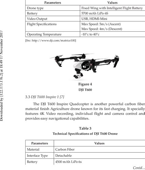 technical specifications  dji matrice  quadcopter drone  table