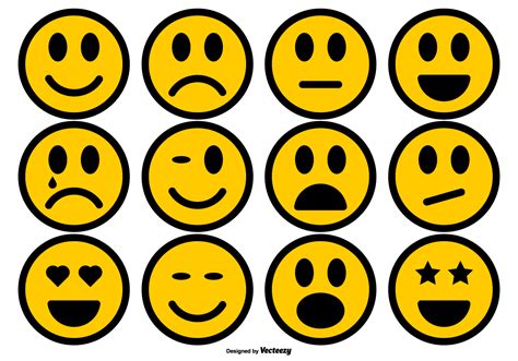 simple smiley icons collection  vector art  vecteezy