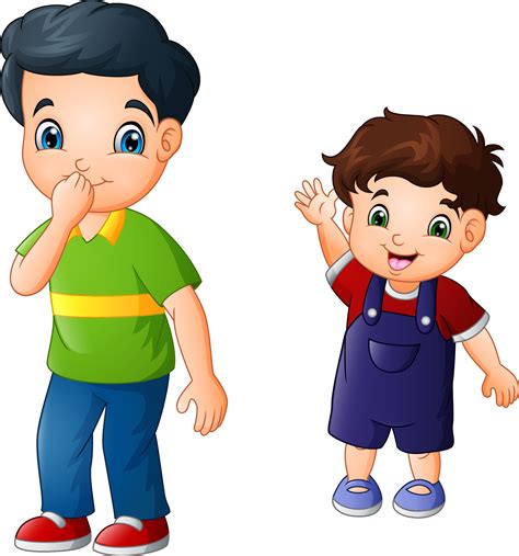 cartoon older brother   younger brother  vector art