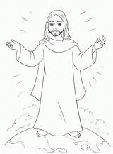 Christ Ascending Resurrection Ascension Bestcoloringpagesforkids Getdrawings Rises Coloringme Coloringhome sketch template