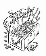 Treasure Chest Opened Fortunes Coloring sketch template
