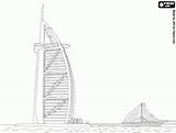 Dubai Burj Arab Al Emirates United Coloring Pages Buildings Famous Island Building Landmark Artificial sketch template