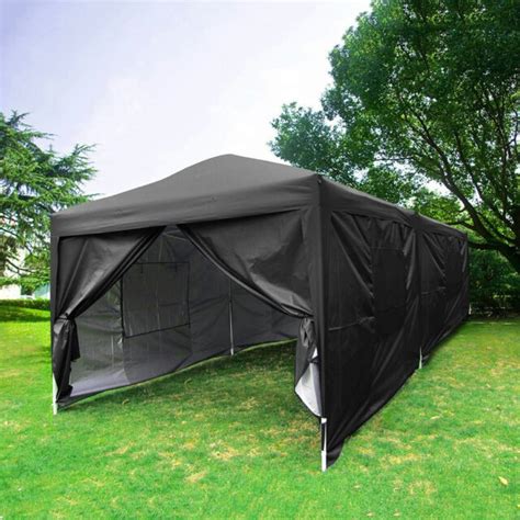 upgraded quictent  ez pop  canopy tent black party tent  sidewalls ebay