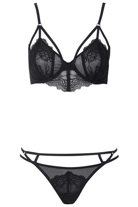 mesh and lace underwire bra and mini knickers topshop jolie lingerie
