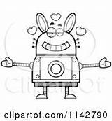 Rabbit Robot Outlined Coloring Clipart Vector Cartoon Loving Dumb Cory Thoman sketch template