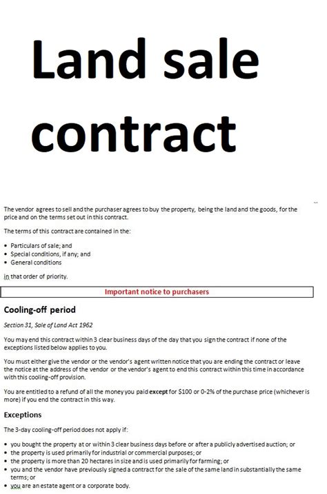 land sale contract sample form   sample contracts