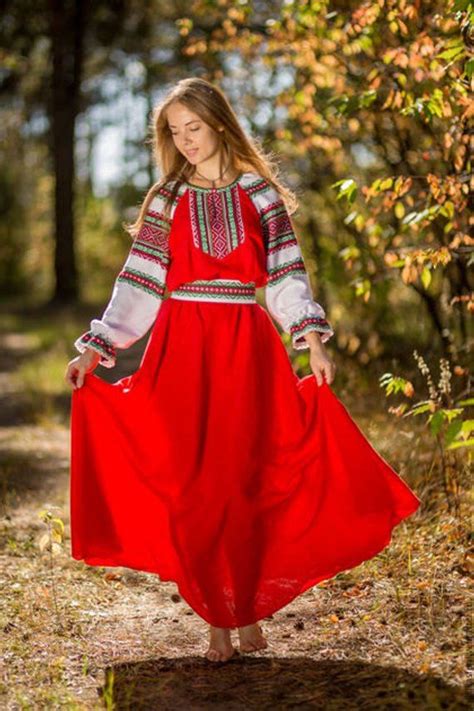 Traditional Russian Long Sleeve Linen Sarafan Daria Casual Russian