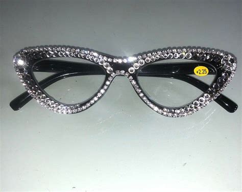 optical beauty black rhinestone eyeglass frames w swarovski crystals