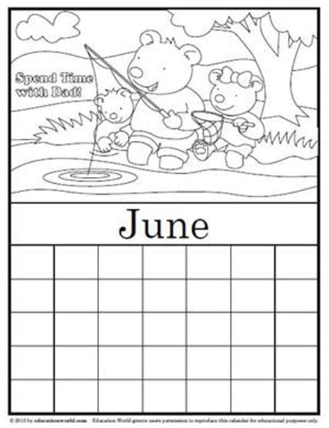 coloring calendar june version  education world