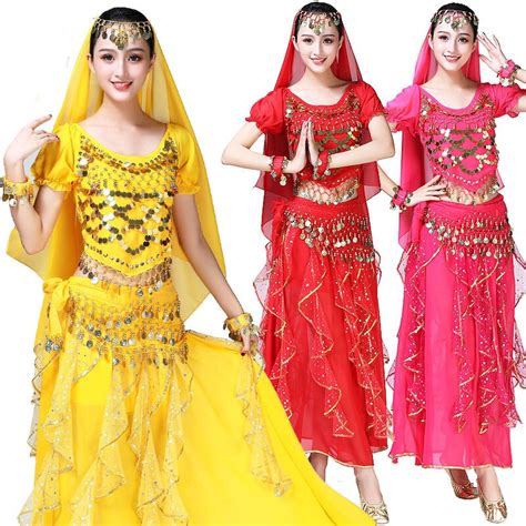 Bollywood Belly Dance Costume Set Indian Dance Sari Bellydance Skirt