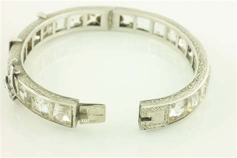 antique sterling rhinestone buckle bangle bracelet edwardian art deco