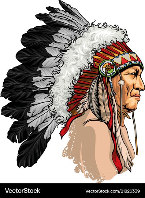 headdress  feathers indian chief  tribe vector image