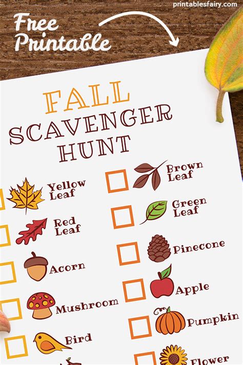 fall scavenger hunt  printable printable word searches