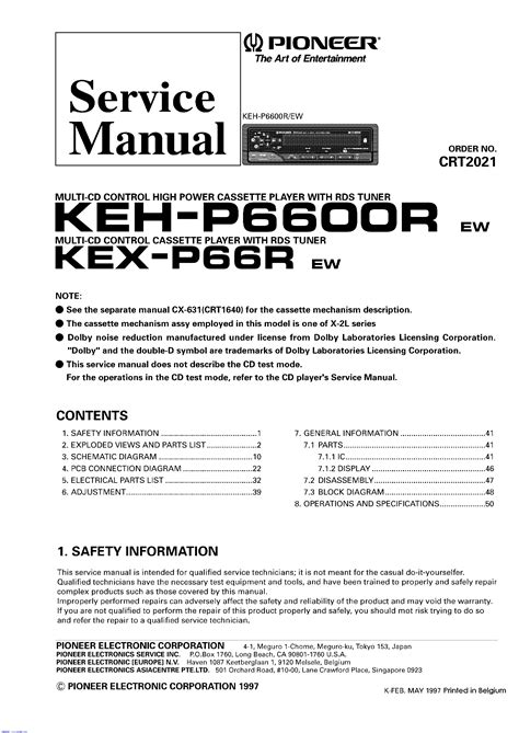 pioneer keh pr crt service manual  schematics eeprom repair info