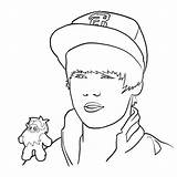 Justin Bieber Wearing Hat Coloring Netart sketch template