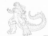 Godzilla Coloring Pages Coloring4free Three Adults sketch template