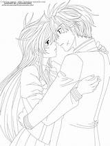 Anime Coloring Pages Couple Sad Cute Couples Color Kissing Printable Wolf Getdrawings Timeless Miracle Print Getcolorings sketch template