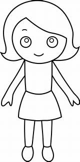 Girl Little Clip Coloring Clipart sketch template