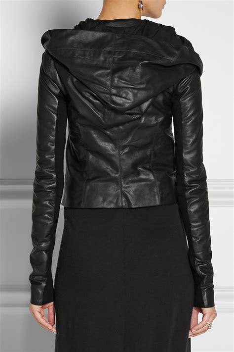 Women S Hooded Leather Jacket Women Black Color Leather