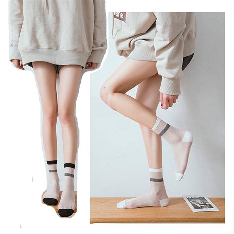spring  summer female japanese socks women harajuku transparent breathable skarpetki