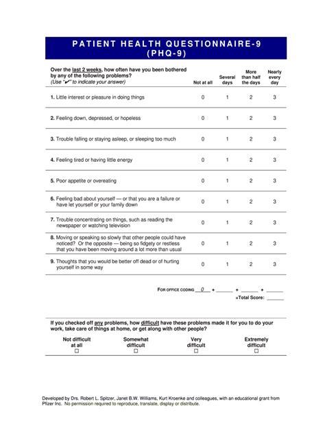 patient health questionnaire phq  fill  sign printable template