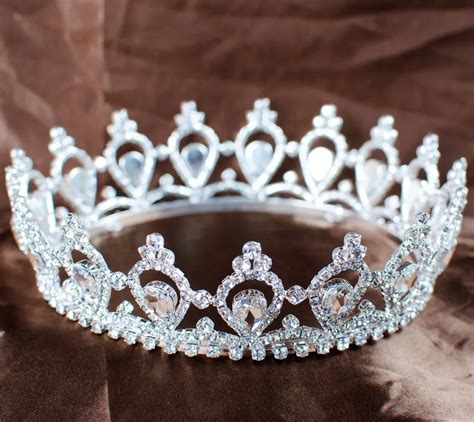 hot handmade queen crowns  tiaras full circle rhinestones crystal