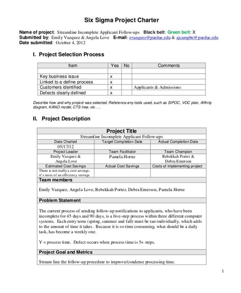 project charter template  printable templates