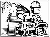 Coloring Tractor Pages Farm Agriculture Kids Printable Deere John Scene Print Colouring Harvester Combine Silo Drawing Sheets Barn Color Barnyard sketch template