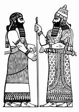 Asirio Colorear Kleurplaat Koning Assyrian Assiro Assyrische Assyrie Mesopotamia Schoolplaten Degli Educima Educolor sketch template