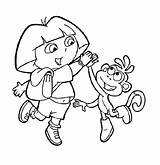 Dora Coloring Explorer Kids Funny Pages Color sketch template