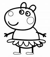 Peppa Suzy Drawing Colouring sketch template
