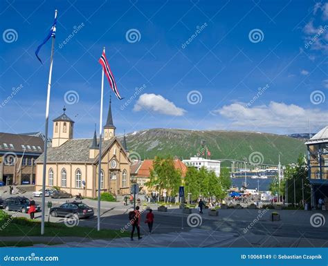 tromso centre stock image image  destination norwegian