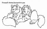Firewolf Cuddle Pup Lineart sketch template