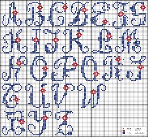 maos da arte alfabeto em ponto cruz