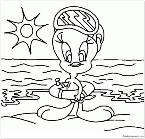 summer sea bath  baby ducks coloring page  printable coloring