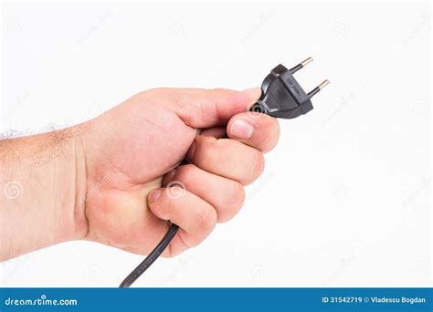arm holding power plug  stock image image  supply
