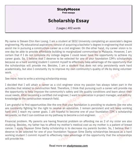 scholarship essay  essay sample