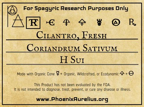 cilantro fresh spagyric tincture phoenix aurelius research academy
