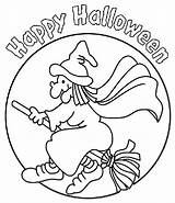 Halloween Coloring Printable Easy Pages Witch Drawings Cute Entertainmentmesh Drawing sketch template