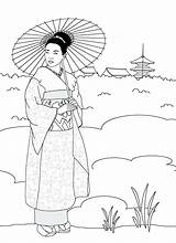 Coloring Geisha Japan Pages Japanese Land Drawing Girl Cute Print Getcolorings Designlooter Netart Getdrawings Pa Color 86kb sketch template