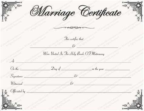 marriage certificate format  blank editable formats dotxes
